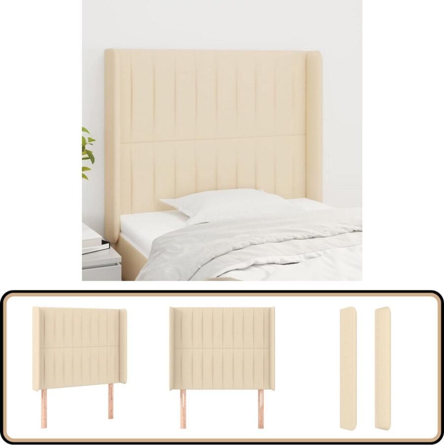 VidaXL Hoofdbord 83x16x118 128 cm Stof crèmekleurig Klassieke Hoofdbord Kopen Bedhoofd Creme Kleur Stoffen Hoofdbord