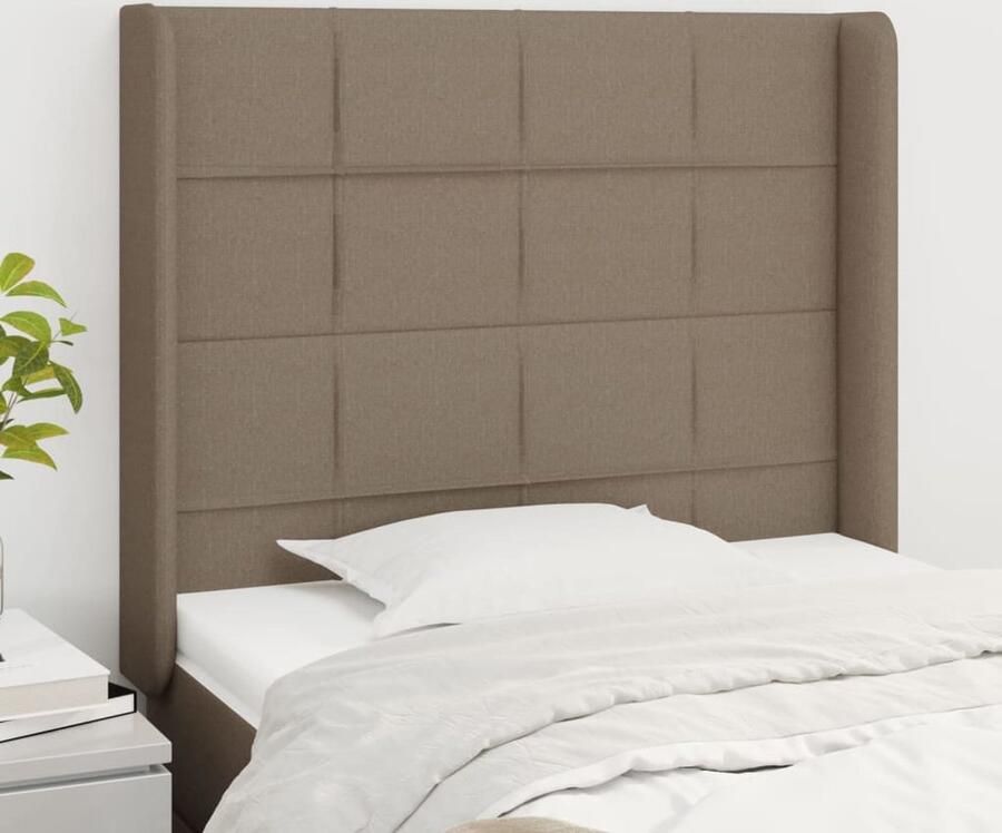 VidaXL Hoofdbord 103x16x118 128 cm Stof Taupe Hoofd Bord Hoofdborden Bed Accessoires Stoffen Hoofdborden Taupes Meubels Comfortabele Hoofdborden Adjustable Headboard - Foto 2