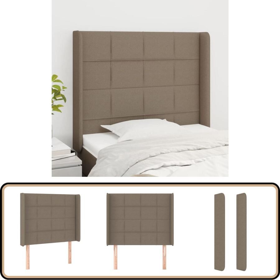 VidaXL Hoofdbord 103x16x118 128 cm Stof Taupe Hoofd Bord Hoofdborden Bed Accessoires Stoffen Hoofdborden Taupes Meubels Comfortabele Hoofdborden Adjustable Headboard