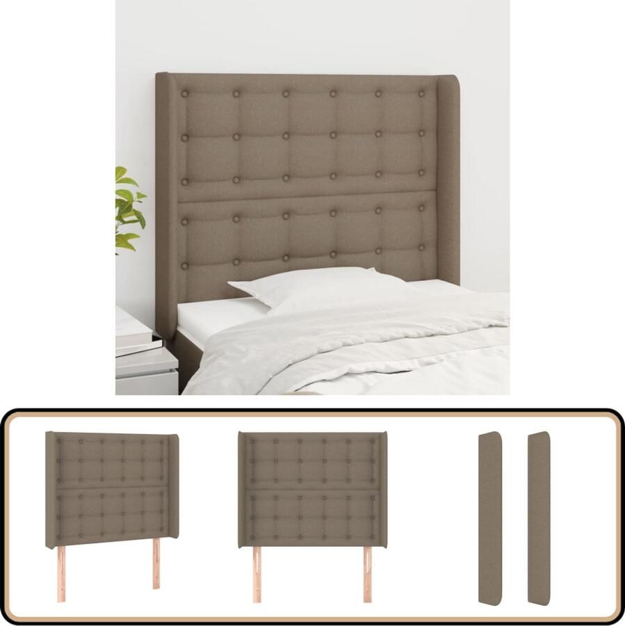 VidaXL Hoofdbord 103x16x118 128 cm stof taupe Hoofd Bord Hoofdkussen Beddecoratie Slaap Accessoires Taupecleur Stoffen Hoofdbord Modern Hoofdbord Klassiek Hoofdbord