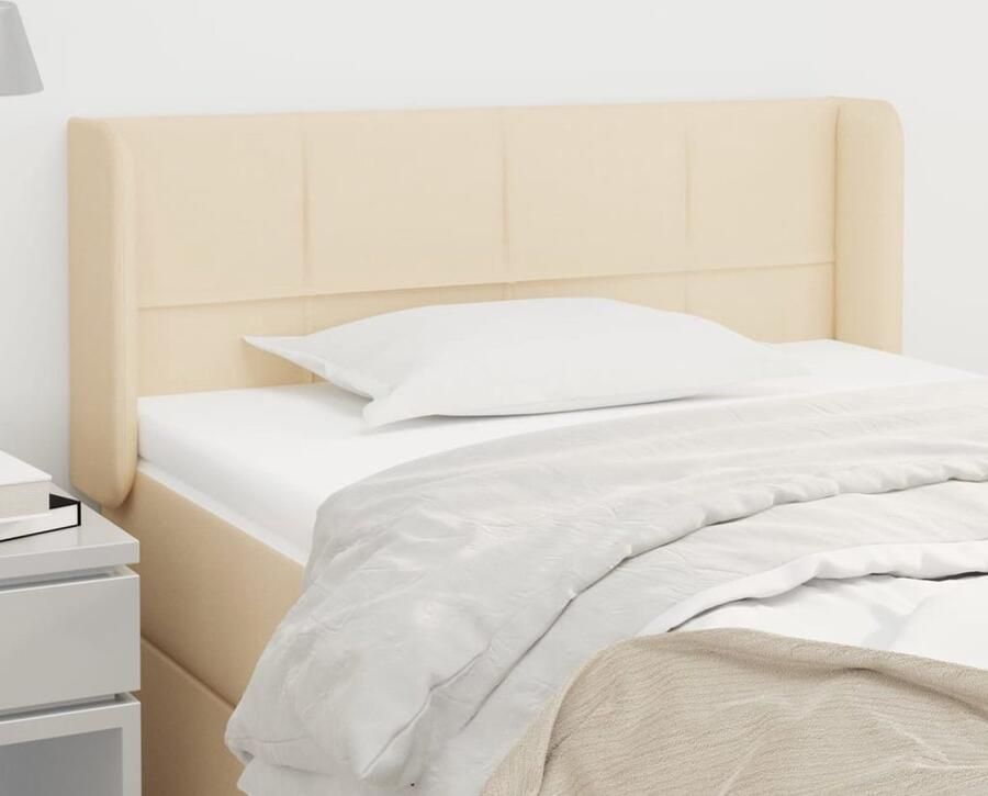 VidaXL Hoofdbord 93x16x78 88 cm Crème Stof Hoofd Bord Hoofdeinde Beddecoratie Stoffen Hoofdbord Creme Kleur Comfortabel Leeshoek - Foto 2