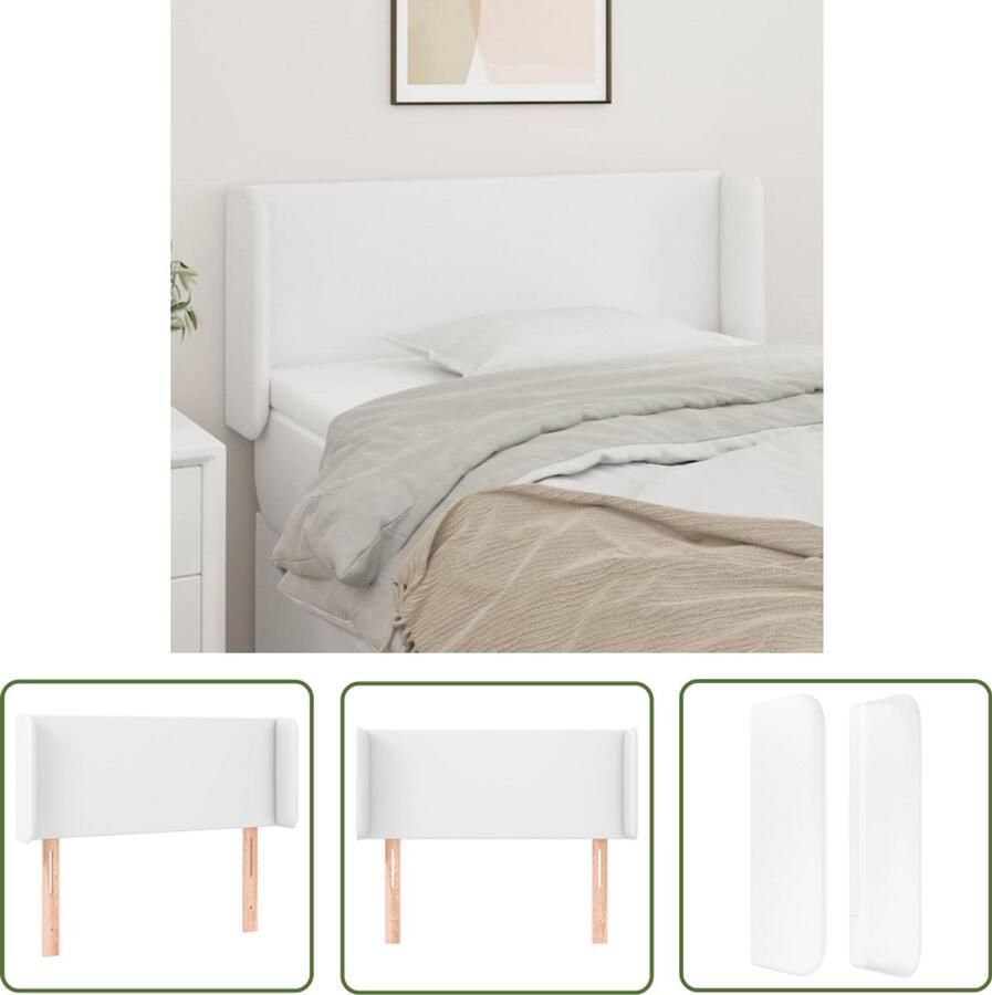 VidaXL Hoofdbord 103x16x78 88 cm Kunstleer Wit Hoofd Bord Hoofdeinde Beddecoratie Kunstleder Wit