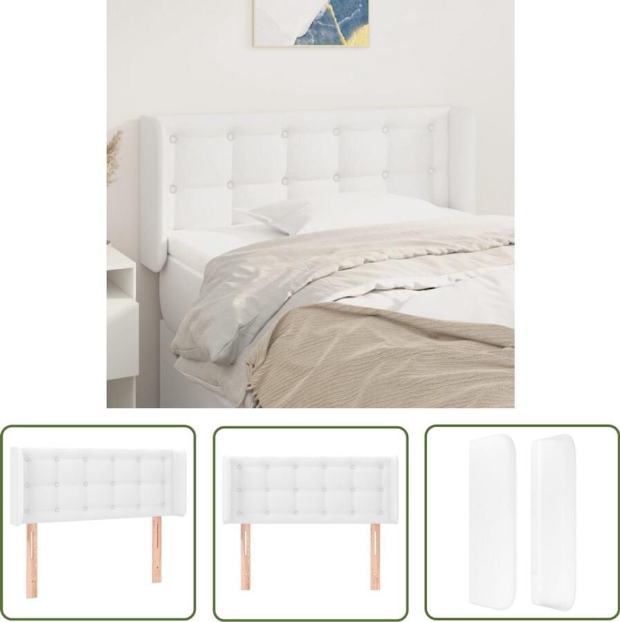 VidaXL Hoofdbord 103x16x78 88 cm Kunstleer Wit Hoofd Bord Hoofdkussen Beddecoratie Slaapkamers Klassiek Interieur Modern Hoofdbord Lederlook Witte Meubels