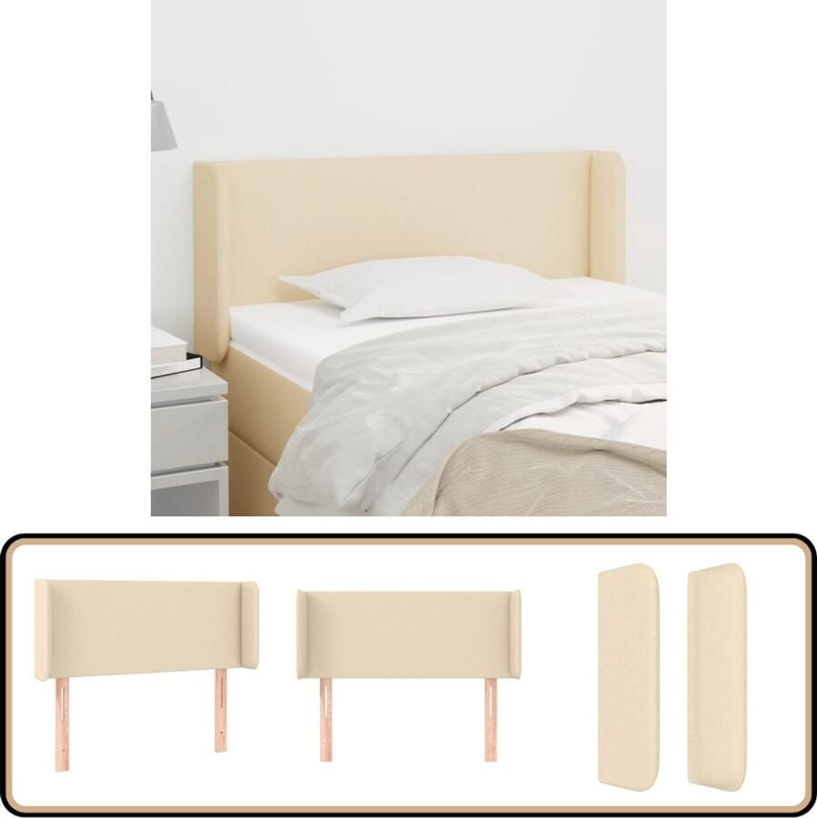 VidaXL Hoofdbord 103x16x78 88 cm Stof Crème Hoofd Bord Hoofdkussen Bed Accessoires Klassiek Hoofdbord Creme Kleur