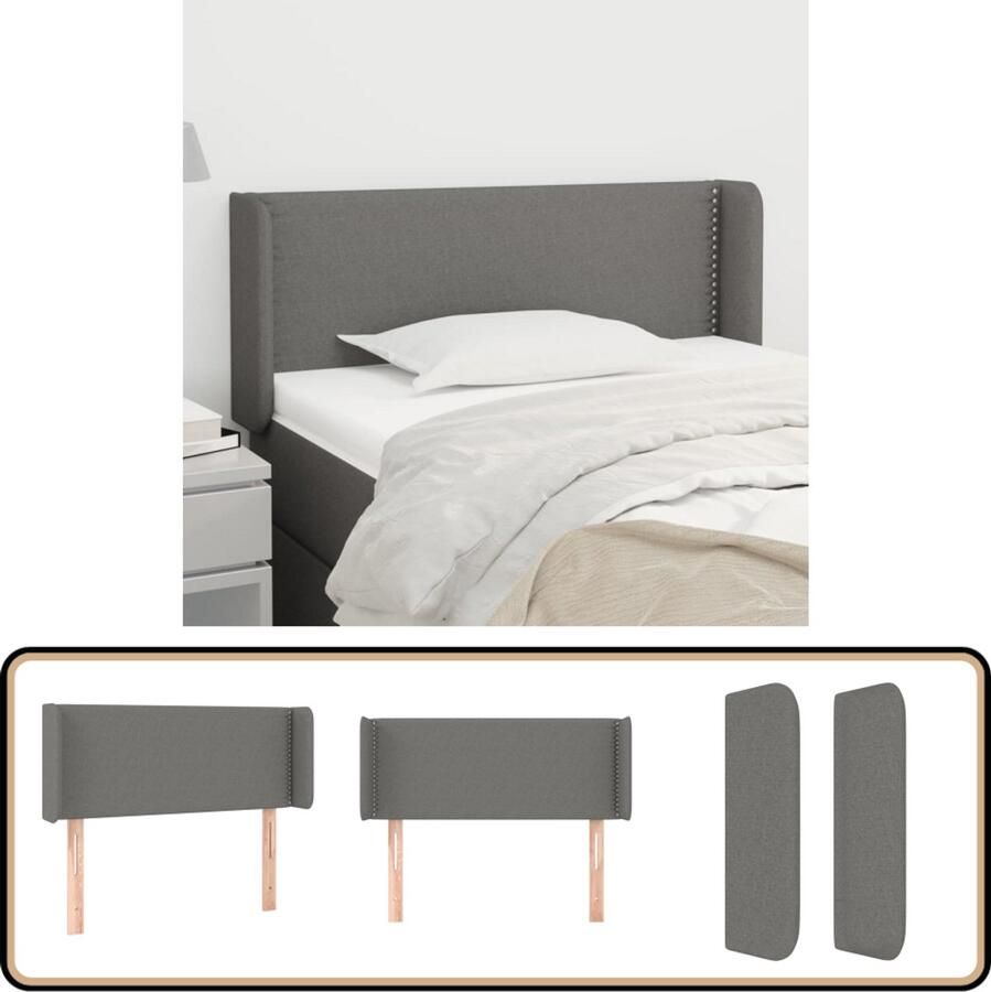VidaXL Hoofdbord 103x16x78 88 cm Stof Donkergrijs Hoofd Bord Hoofdeinde Beddecoratie Slaapkamers Donkere Kleuren Stoffen Hoofdborden Comfortabel Zitten