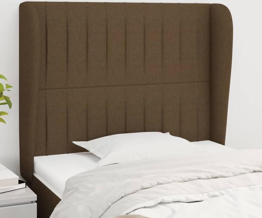 VidaXL Hoofdbord met randen Donkerbruin 93x23x128 cm Hoofd Bord Hoofdkussen Bedstee Slaap Accessoires Klassiek Interieur Bruine Meubels Comfortabel Bed Leeshoek - Foto 2