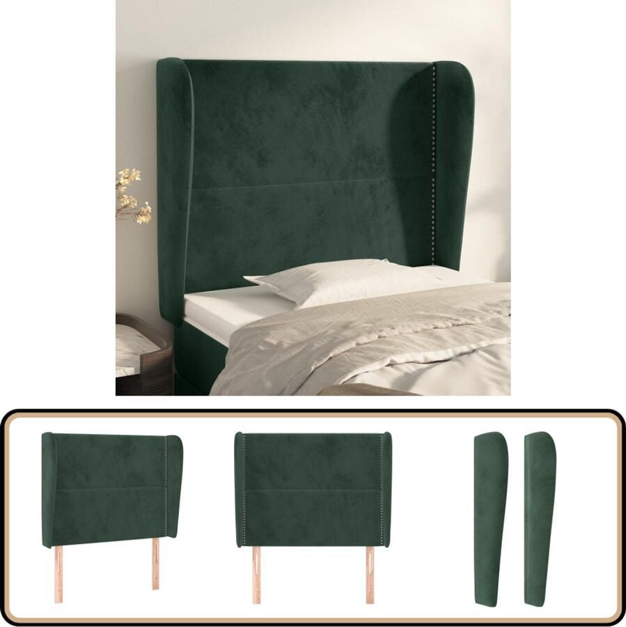 VidaXL Hoofdbord Fluweel Donkergroen 93x23x118 128cm Klassieke Hoofdbord Hoofdboard Velvet Hoofdbord Donkere Groene Hoofdbord Slaapkamersdecoratie Hoofdkussen Leeshoek