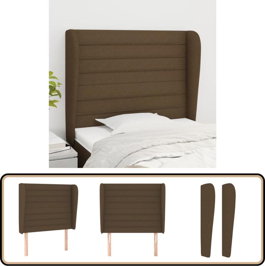 VidaXL Hoofdbord 103x23x118 128 cm Stof Donkerbruin Hoofd Bord Hoofdeinde Bed Accessoires Klassiek Hoofdbord Donkere Kleuren Stoffen Hoofdbord Rustieke Meubels