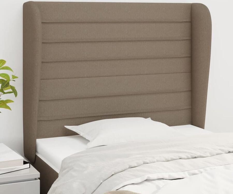 VidaXL Hoofdbord Stof Taupe 93x23x118 128 cm Hoofd Bord Hoofdkussen Beddecoratie Stoffen Hoofdborden Taupe Kleuren Klassiek Design Adjustable Height Leeshoek - Foto 2