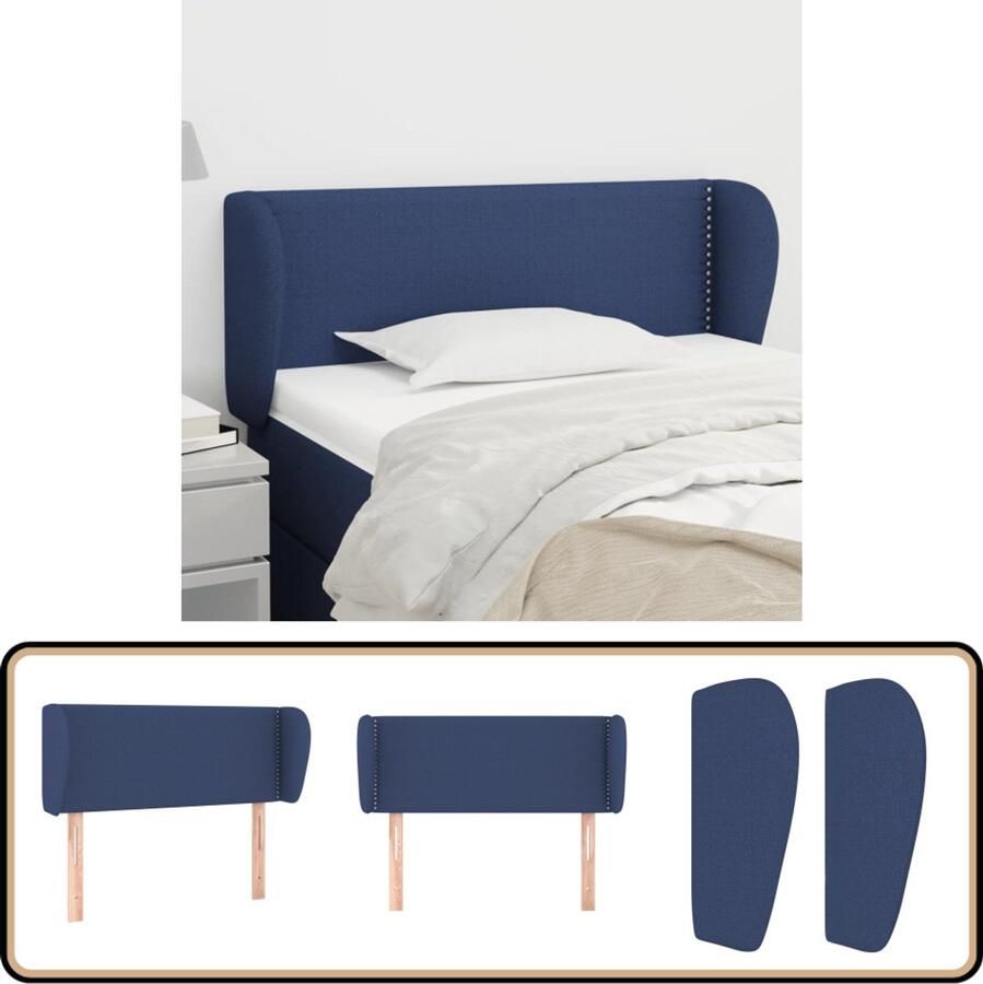 VidaXL Hoofdbord 103x23x78 88 cm Blauw Stof Hoofd Bord Hoofdkussen Beddecoratie Klassiek Interieur Stoffen Hoofdbord
