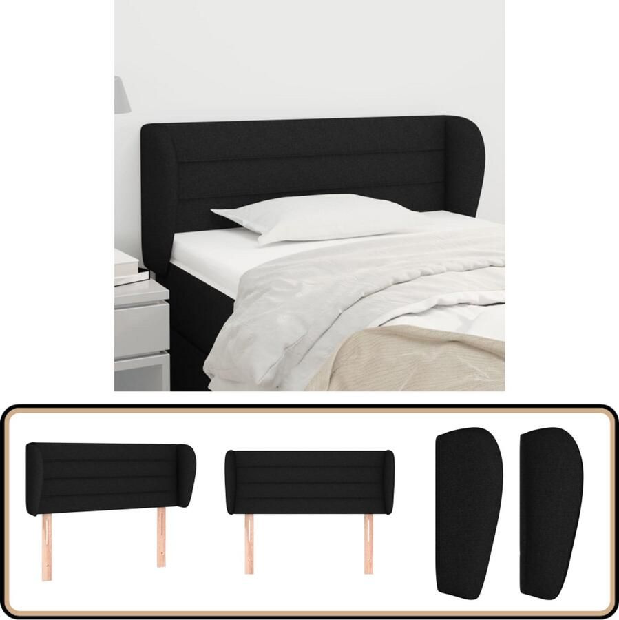 VidaXL Hoofdbord 103x23x78 88 cm Stof Zwart Klassieke Hoofdbord Zwart Bedhoofd Hoofdeinde Slaapkamersdecoratie