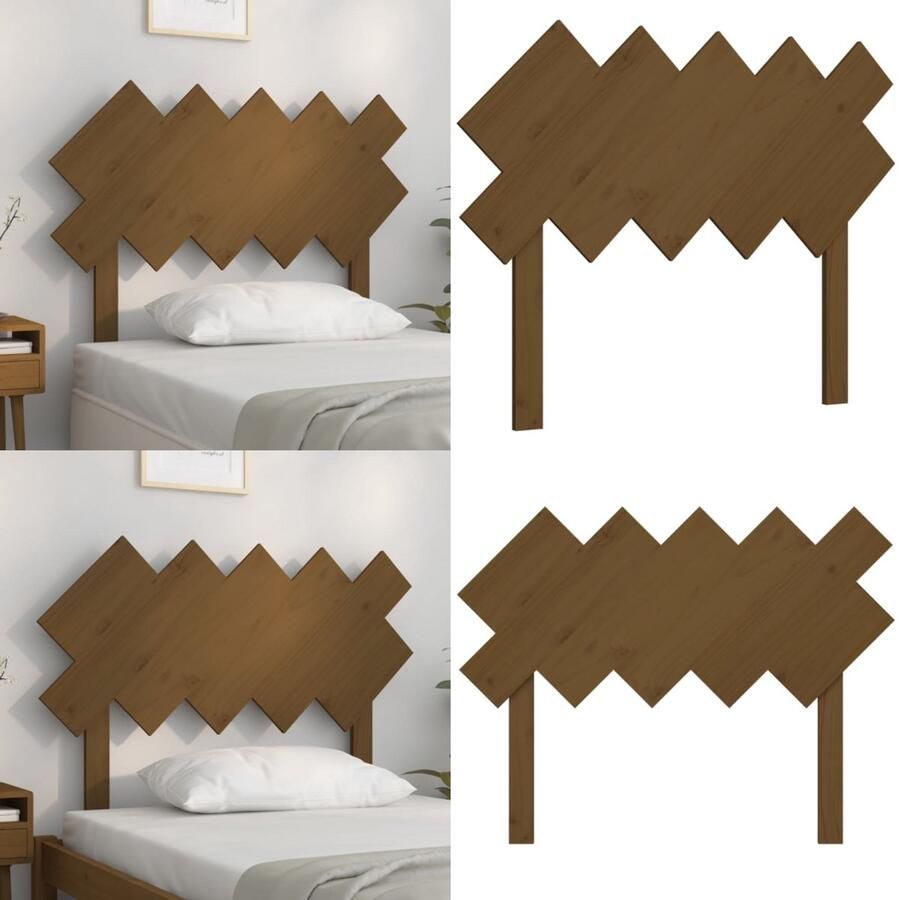 VidaXL Hoofdbord 104x3x80-5 cm massief grenenhout honingbruin Hoofdbord Hoofdborden Hoofdeinde Houten Hoofdbord