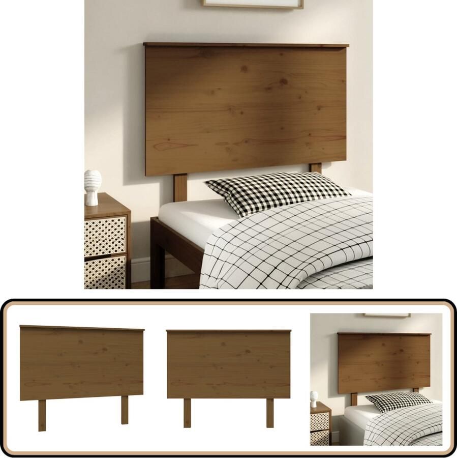 The Living Store Houten Hoofdeinde Rustieke Charme Hoofdborden 104 x 6 x 82.5 cm Honingbruin Houten Hoofdbord Hoofdeinde Rustic Decor Vintage Meubels Slaapkamerdecoratie
