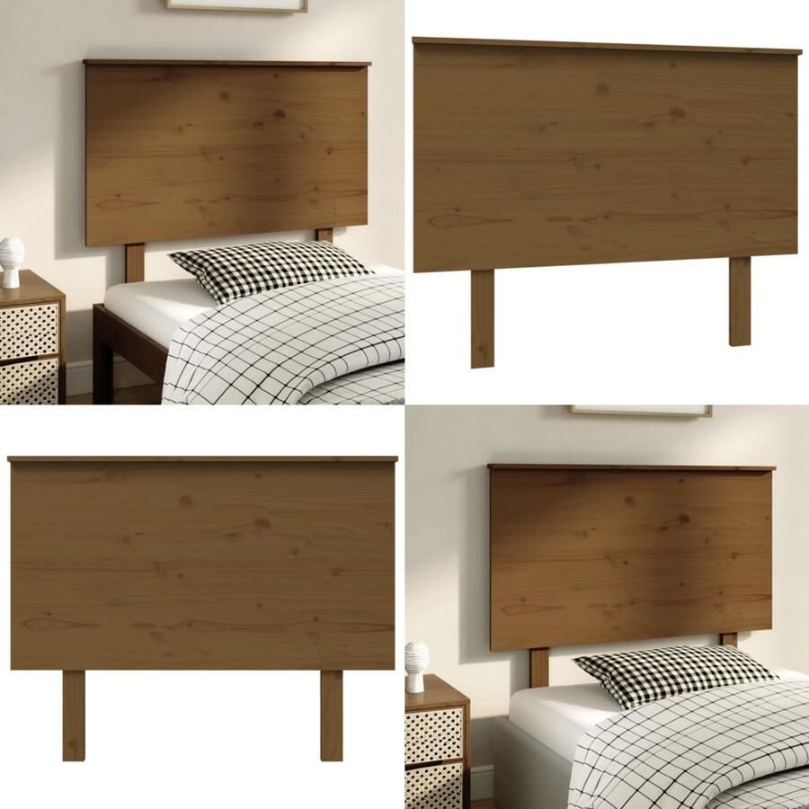 VidaXL Hoofdbord 104x6x82-5 cm massief grenenhout honingbruin Hoofdbord Hoofdborden Hoofdeinde Houten Hoofdbord