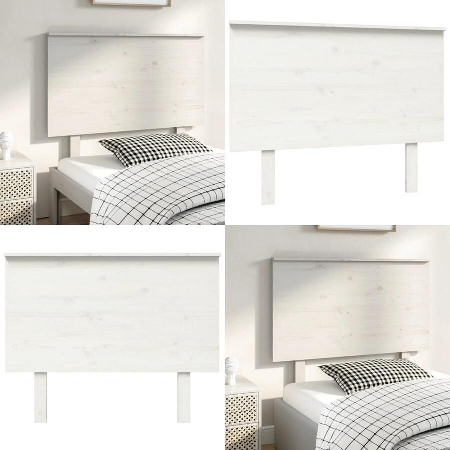 VidaXL Hoofdbord 104x6x82 5 cm massief grenenhout wit Hoofdbord Hoofdborden Hoofdeinde Houten Hoofdbord