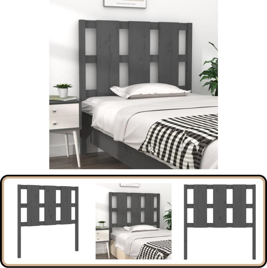 VidaXL Hoofdbord 105 5x4x100 cm Grenenhout Grijs Houten Hoofdbord Hoofddekens Grieze Meubels Bedroom Decor Massief Hout Vintage Stijl Landelijke Woonstijl Comfortabel Hoofdbord Leeshoek Tv Hoek