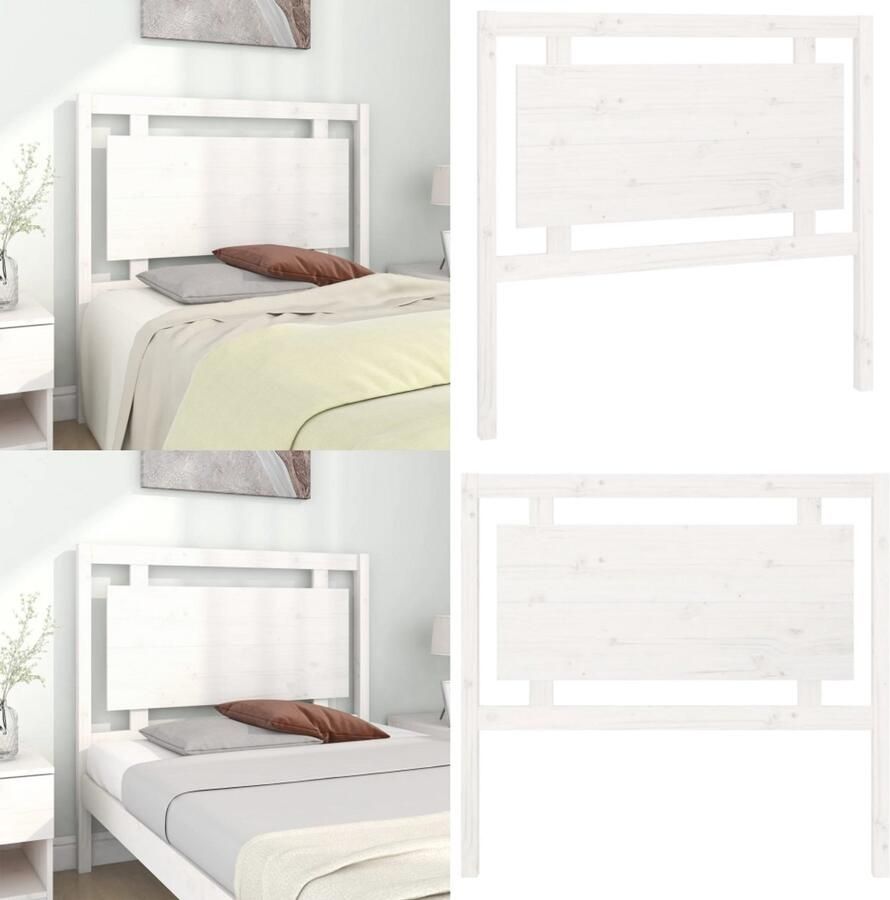 VidaXL Hoofdbord 105 5x4x100 cm massief grenenhout wit Hoofdbord Hoofdborden Hoofdeinde Houten Hoofdbord