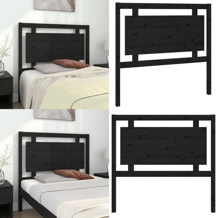 VidaXL Hoofdbord 105-5x4x100 cm massief grenenhout zwart Hoofdbord Hoofdborden Hoofdeinde Houten Hoofdbord - Foto 3