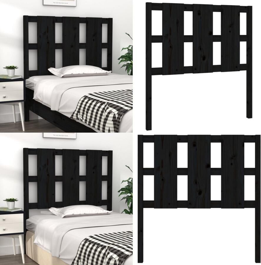 VidaXL Hoofdbord 105-5x4x100 cm massief grenenhout zwart Hoofdbord Hoofdborden Hoofdeinde Houten Hoofdbord - Foto 4