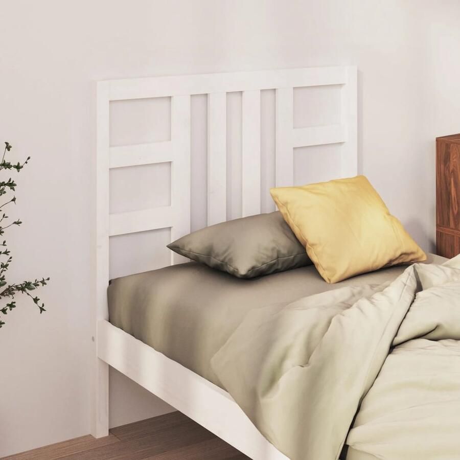 VidaXL Hoofdbord 106x100 cm Massief Grenen Wit Houten Hoofdbord Hoofdeinde Klassieke Stijl Wit Hoofdbord Grenenhout Bedroom Decor Slaapkamervloerisolator King Size Headboard Queen Size Headboard - Foto 2