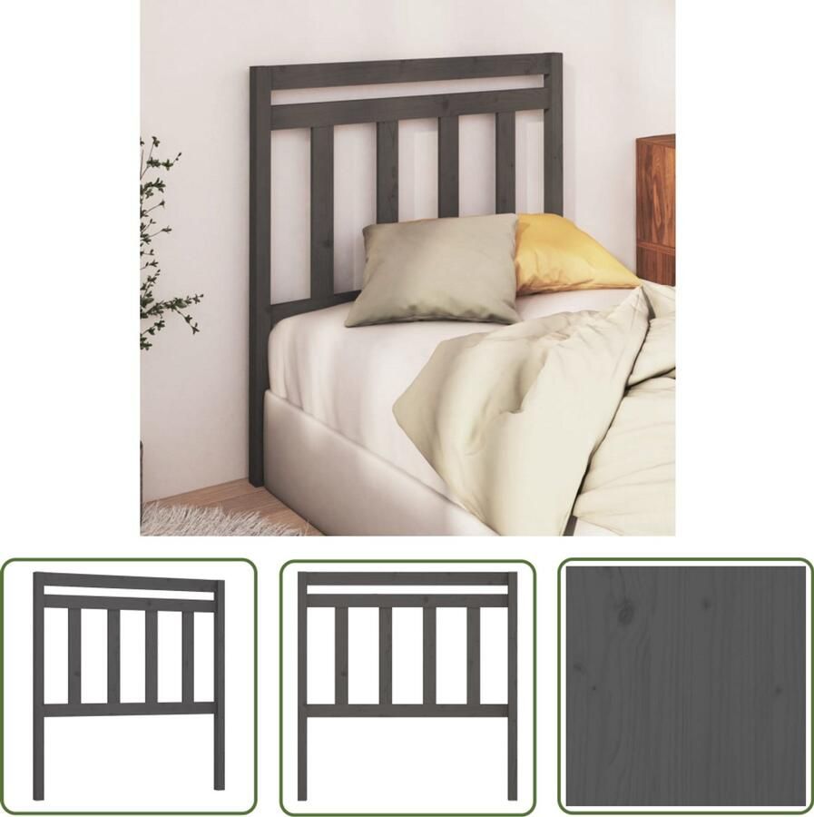 VidaXL Hoofdbord 106x100 cm Massief Grenenhout Grijs Hoofd Bord Hoofdeinde Bed Accessoires Houten Hoofdbord Grieze Hoofdbord Grenenhout Vintage Meubels