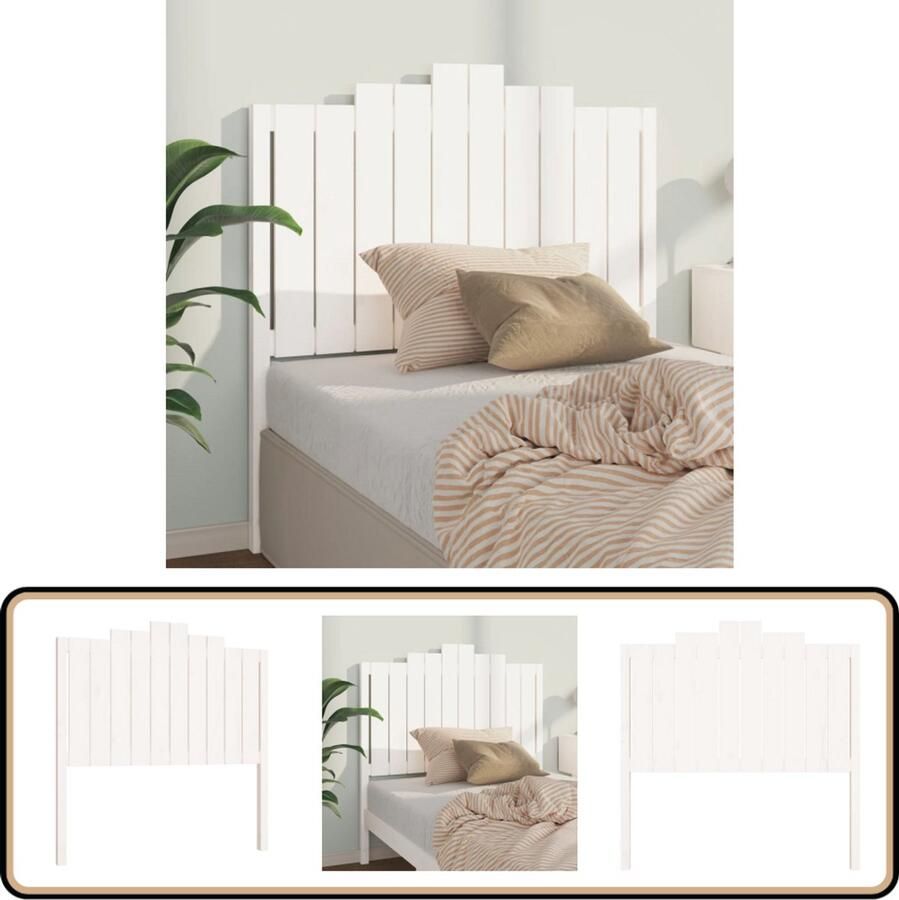 VidaXL Hoofdbord 106x110 cm Massief Grenenhout Wit Hoofdboard Hoofdeinde Houten Hoofdbord Grenenhout Rustic Interieur