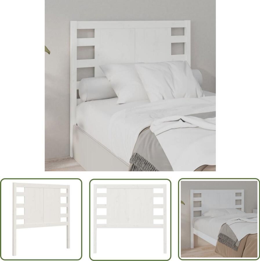 VidaXL Hoofdbord 106x4x100 cm Massief Grenen Wit Hoofdboard Houten Hoofdbord Hoofdeinde Rustic Headboard Vintage Headboard Bedroom Decor Slaapkamerdecor
