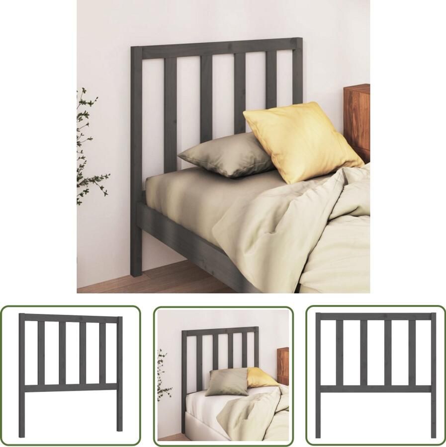 VidaXL Hoofdbord 106x4x100 cm Massief Grenenhout Grijs Houten Hoofdbord Kopen Grijze Hoofdbord Massief Hout Hoofdbord Bedroom Decor Slaapkamer Meubels