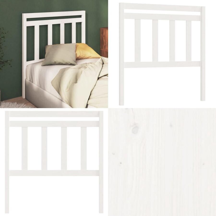VidaXL Hoofdbord 106x4x100 cm massief grenenhout wit Hoofdbord Hoofdborden Hoofdeinde Houten Hoofdbord