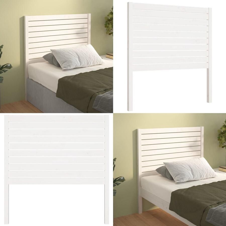 VidaXL Hoofdbord 106x4x100 cm massief grenenhout wit Hoofdbord Hoofdborden Hoofdeinde Houten Hoofdbord