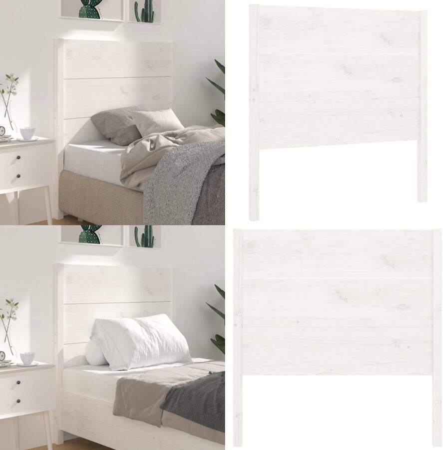 VidaXL Hoofdbord 106x4x100 cm massief grenenhout wit Hoofdbord Hoofdborden Hoofdeinde Houten Hoofdbord