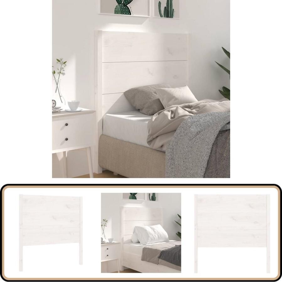 VidaXL Hoofdbord 106x4x100 cm Massief Grenenhout Wit Houten Hoofdbord Classic Hoofdbord Hoofdboard Wit Hoofdbord Grenenhout Bedroom Decor