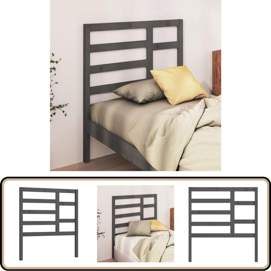 VidaXL Hoofdbord 106x4x104 cm Massief grenenhout Grijs Houten Hoofdeinde Hoofdbord Grieze Hoofdeinde Klassieke Hoofdeinde Grenenhout Hoofdeinde Beddecoratie Slaapkamers