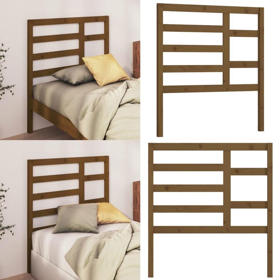 VidaXL Hoofdbord 106x4x104 cm massief grenenhout honingbruin Hoofdbord Hoofdborden Hoofdeinde Houten Hoofdbord