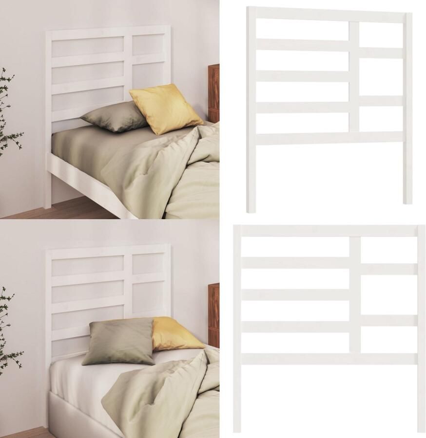 VidaXL Hoofdbord 106x4x104 cm massief grenenhout wit Hoofdbord Hoofdborden Hoofdeinde Houten Hoofdbord