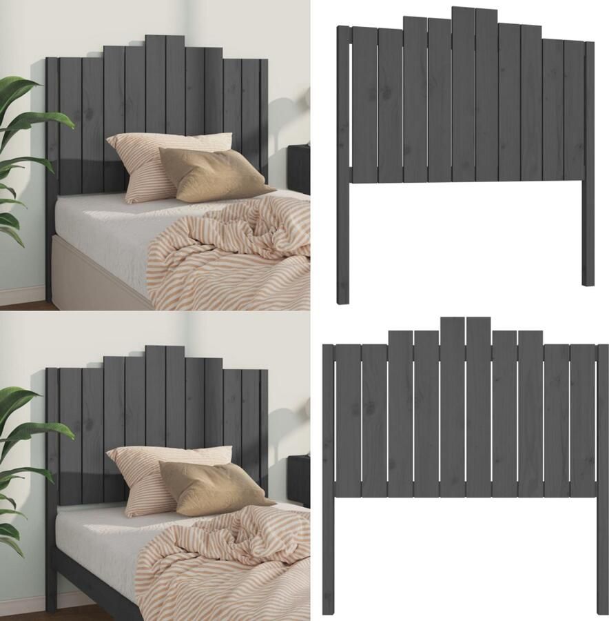 VidaXL Hoofdbord 106x4x110 cm massief grenenhout grijs Hoofdbord Hoofdborden Hoofdeinde Houten Hoofdbord