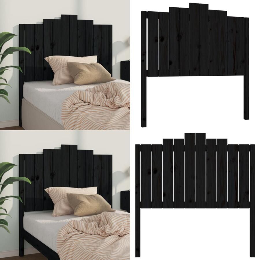 VidaXL Hoofdbord 106x4x110 cm massief grenenhout zwart Hoofdbord Hoofdborden Hoofdeinde Houten Hoofdbord