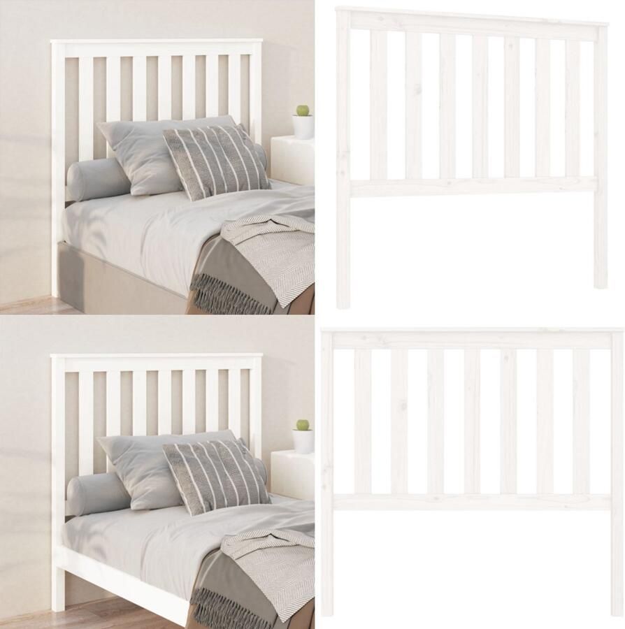 VidaXL Hoofdbord 106x6x101 cm massief grenenhout wit Hoofdbord Hoofdborden Hoofdeinde Houten Hoofdbord