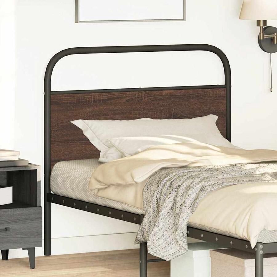 VidaXL Hoofdbord 107 cm bewerkt hout en staal bruin eikenkleurig