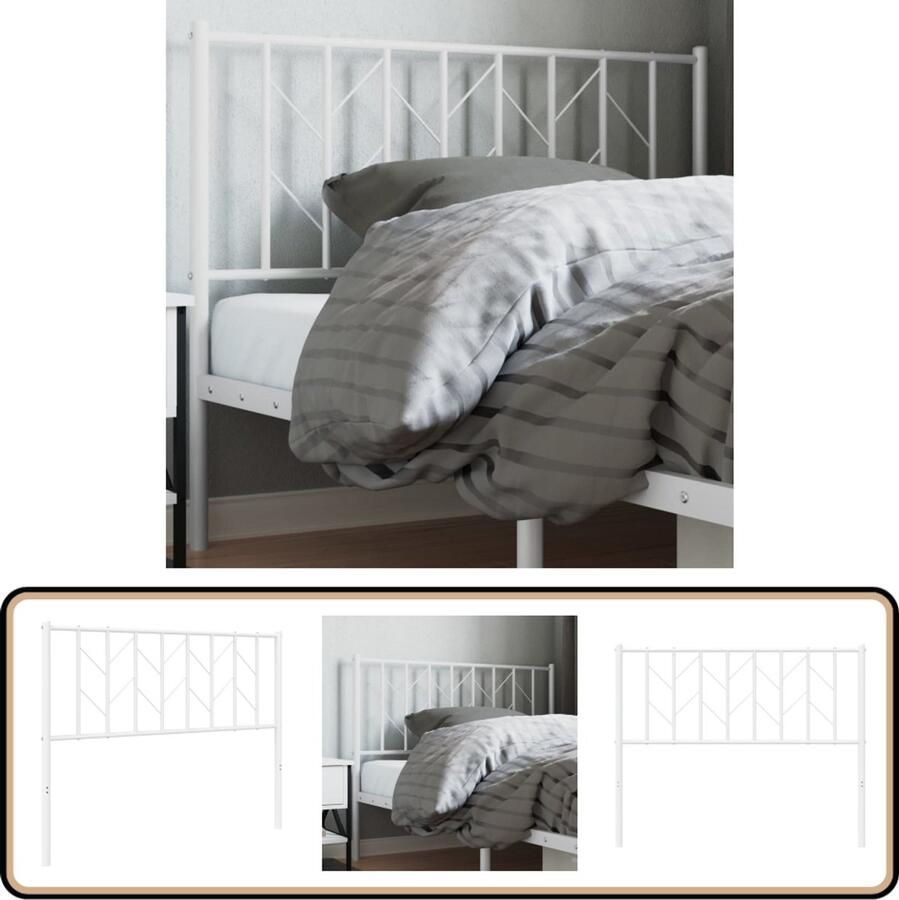 VidaXL Hoofdbord 107 cm Metaal Wit Hoofd Bord Bedhoofdeinde Staal Hoofdbord Witte Hoofdbord 107 Cm