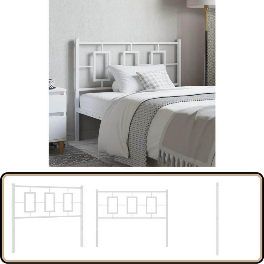 VidaXL Hoofdbord 107 cm Metaal Wit Hoofdbord Beddecoratie Metalen Hoofdbord Wit Hoofdbord Klassieke Hoofdbord