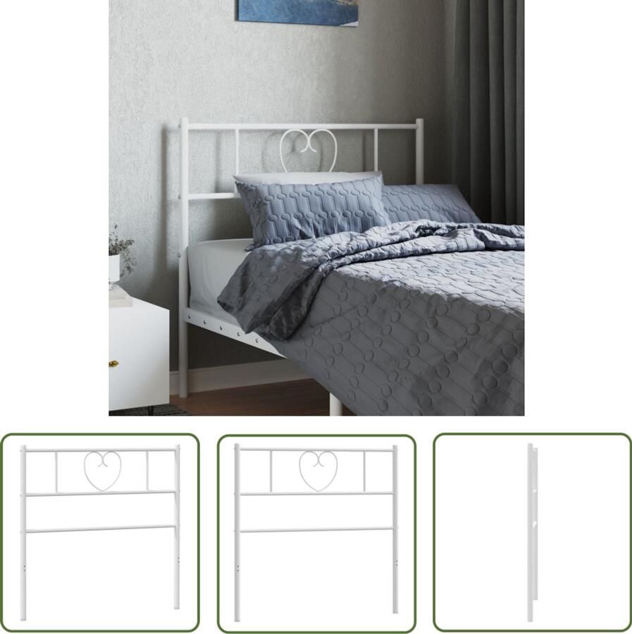 VidaXL Hoofdbord 107 cm metaal wit - Foto 11