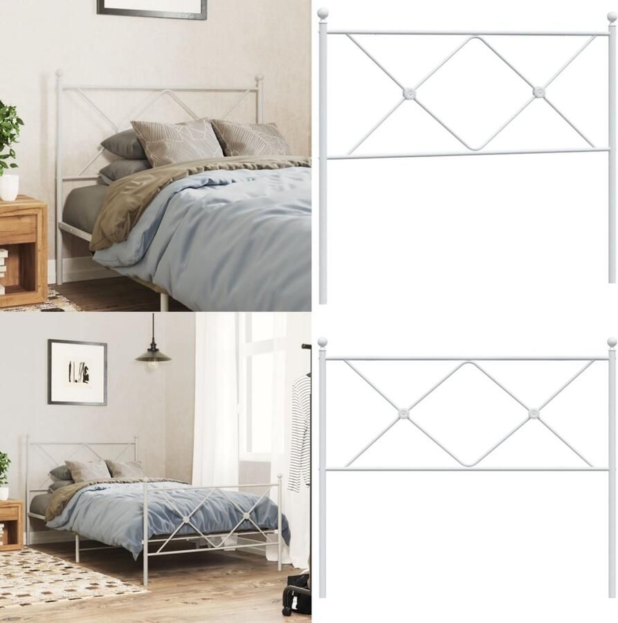 VidaXL Hoofdbord 107 cm metaal wit Hoofdbord Hoofdborden Bed Hoofdbord Bedhoofdbord