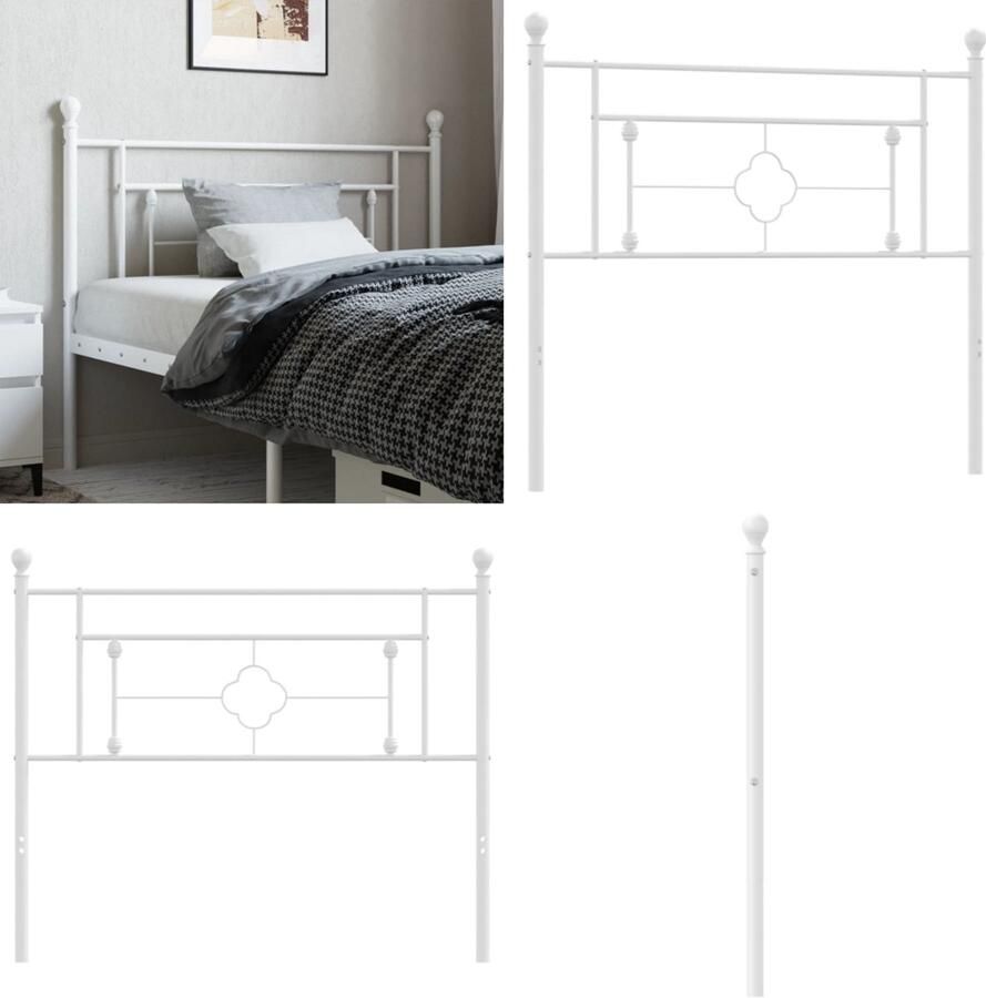 VidaXL Hoofdbord 107 cm metaal wit Hoofdbord Hoofdborden Bed Hoofdbord Bedhoofdbord