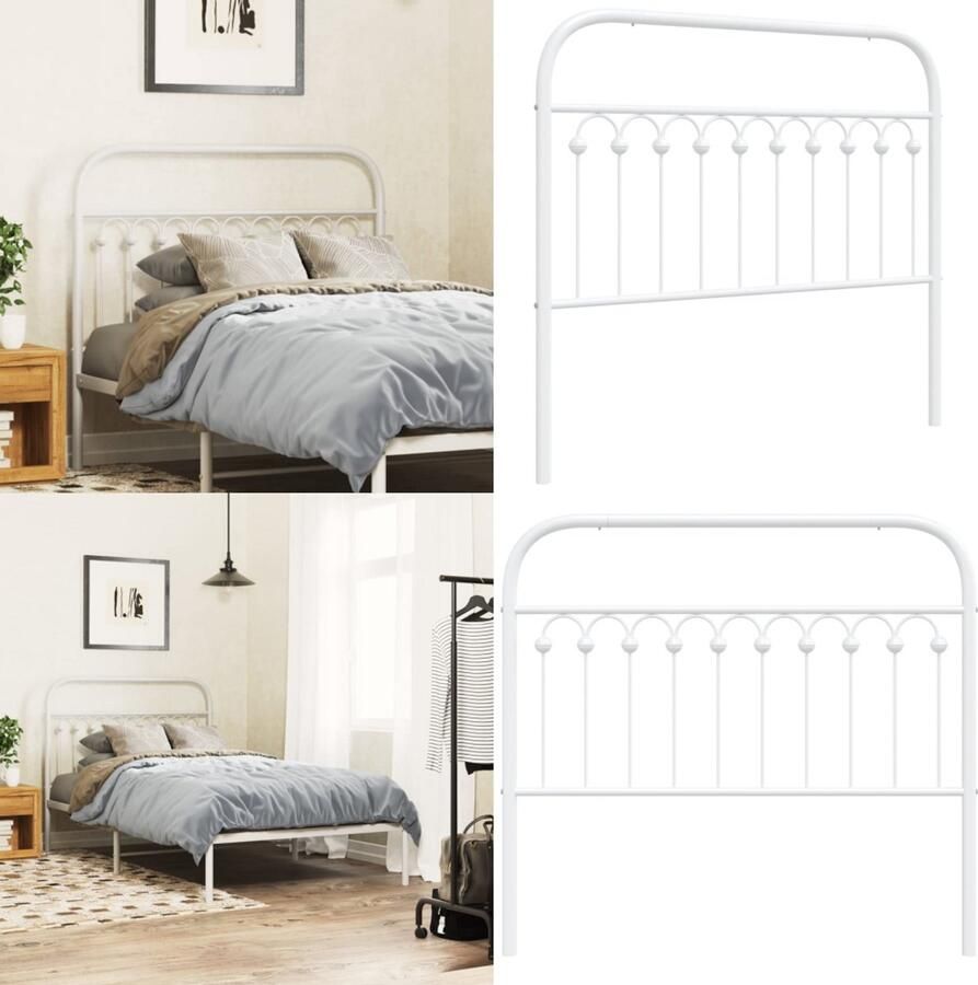 VidaXL Hoofdbord 107 cm metaal wit Hoofdbord Hoofdborden Bed Hoofdbord Bedhoofdbord