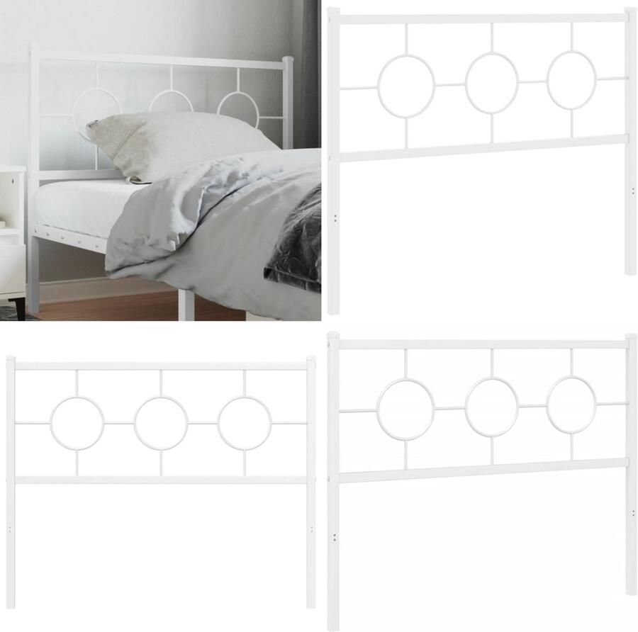 VidaXL Hoofdbord 107 cm metaal wit Hoofdbord Hoofdborden Bed Hoofdbord Bedhoofdbord