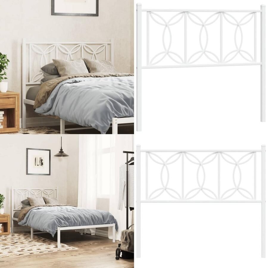 VidaXL Hoofdbord 107 cm metaal wit Hoofdbord Hoofdborden Bed Hoofdbord Bedhoofdbord
