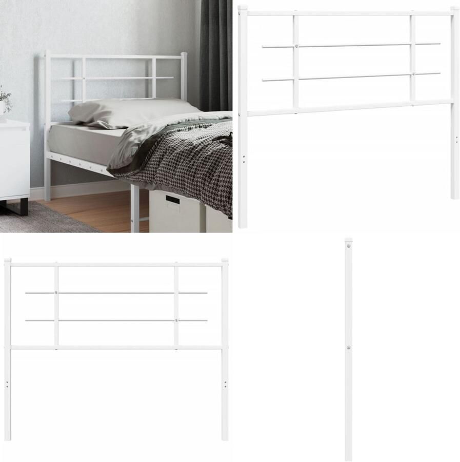 VidaXL Hoofdbord 107 cm metaal wit Hoofdbord Hoofdborden Hoofdeinde Metalen Hoofdbord