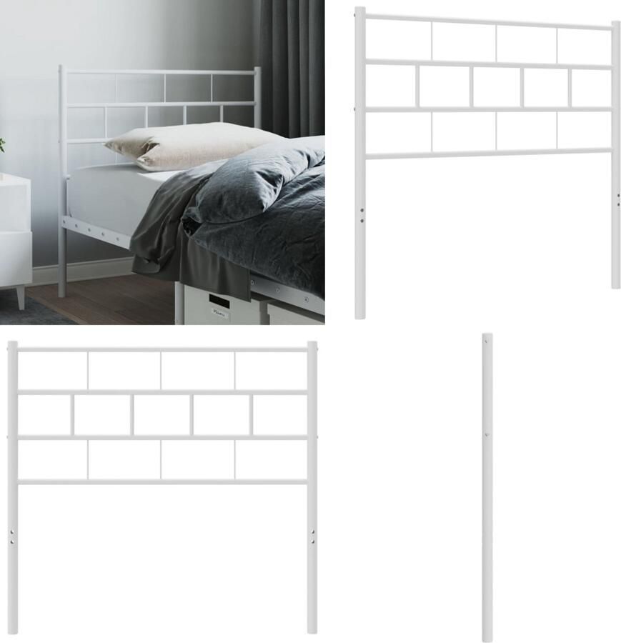 VidaXL Hoofdbord 107 cm metaal wit Hoofdbord Hoofdborden Hoofdeinde Metalen Hoofdbord