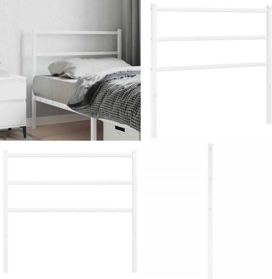VidaXL Hoofdbord 107 cm metaal wit Hoofdbord Hoofdborden Hoofdeinde Metalen Hoofdbord